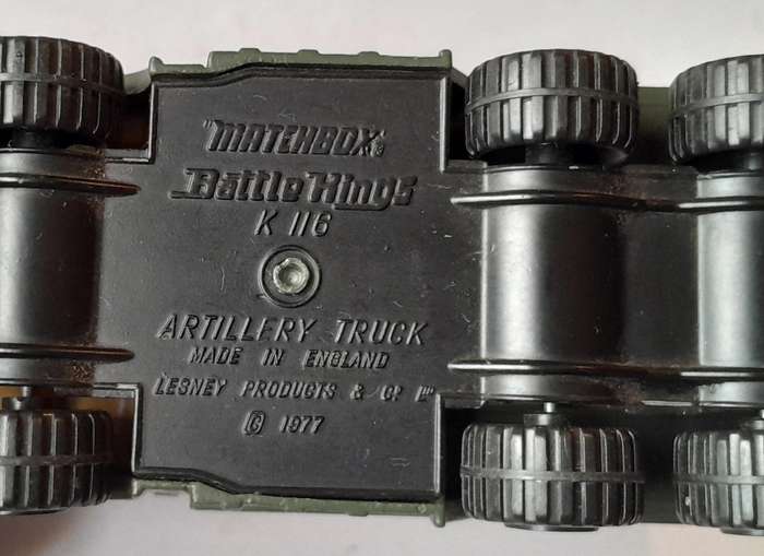1970's Matchbox Lesney Artillery Truck.  Removeable Canopy.  12.5cm.