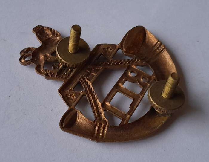 Early SA Army Rand Light Infantry Cap Badge.  Screw Lugs Intact.