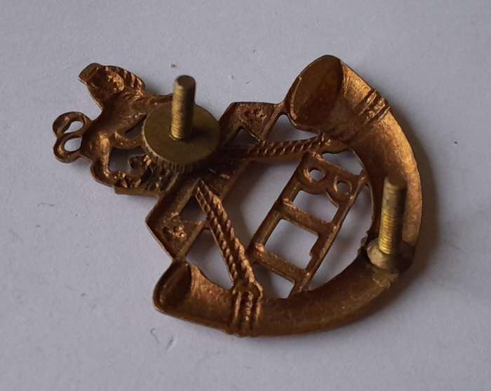 Early SA Army Rand Light Infantry Cap Badge.  Screw Lugs Intact.