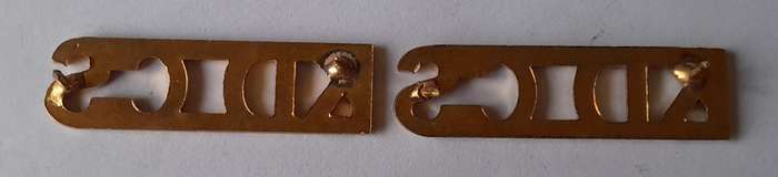 Pair SA Correctional Service Brass Shoulder Title.  Pins Intact.