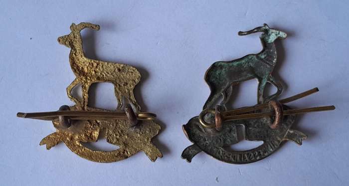 Pair SA Army Pretoria Regiment Collar Badges. Lugs Intact.