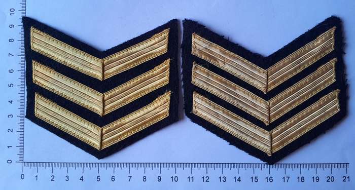 Pair WW2 British Royal Navy Good Conduct Stripes.
