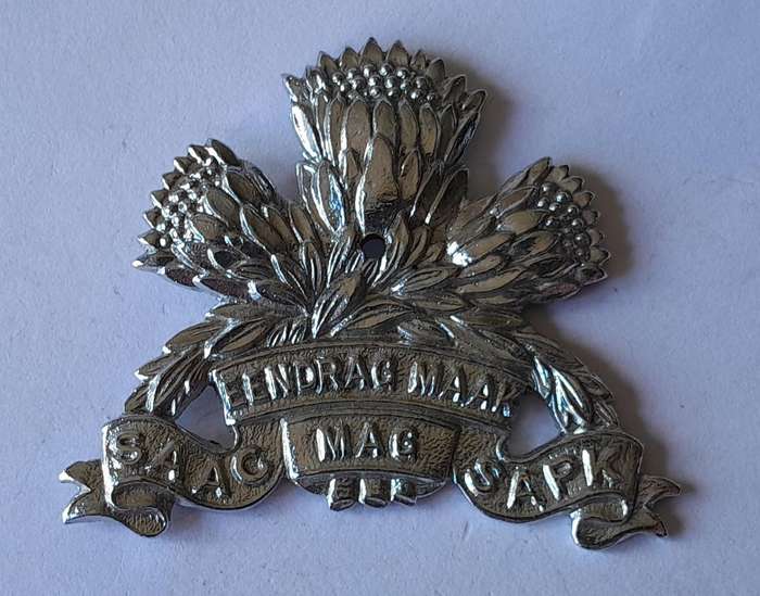 South African Armoured Corps Cap Badge.  No Lugs.
