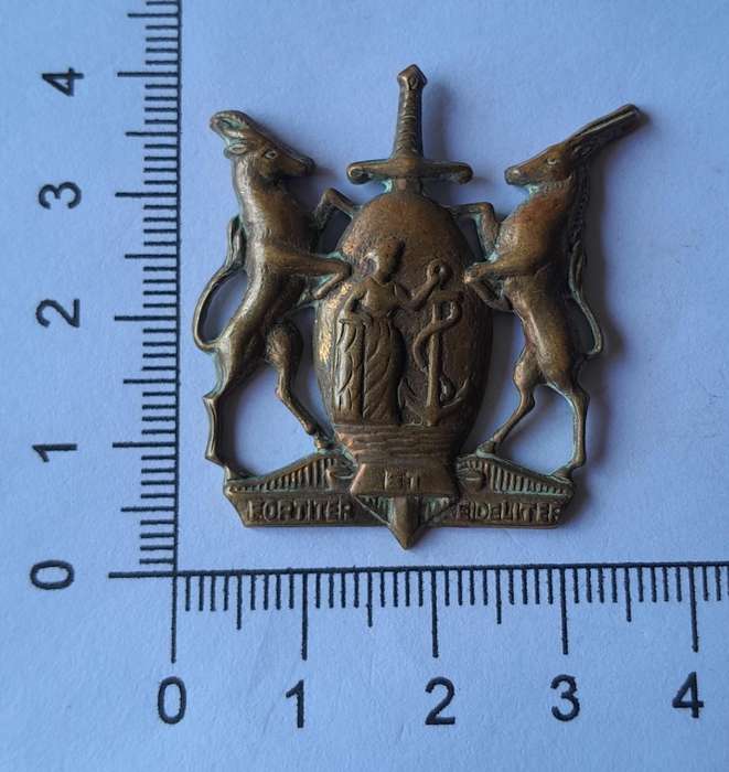 SADF Coloured Corps Cap Badge.  No Lugs.