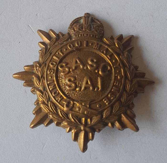 SA Army S.A.S.C / S.A.I Collar Badge.  No Lugs.
