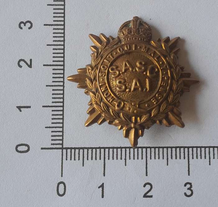 SA Army S.A.S.C / S.A.I Collar Badge.  No Lugs.