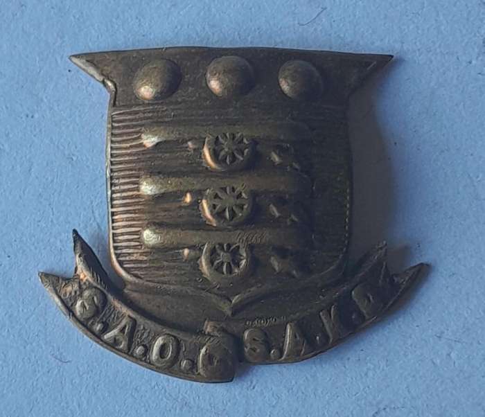 WW2 SA Ordnance Corps Collar Badge.  No Lugs.