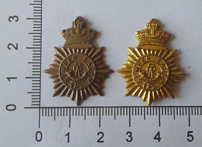 Pair SA Army Cape Town Rifles Collar Badges.  No Lugs.