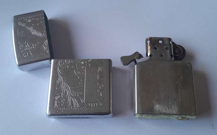 Vintage Zippo Lighter With Engraved Case.