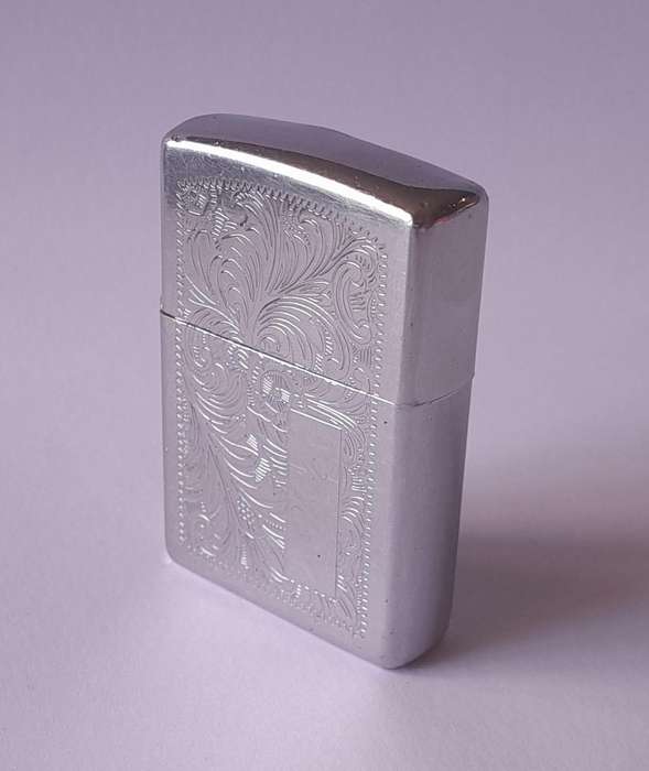 Vintage Zippo Lighter With Engraved Case.