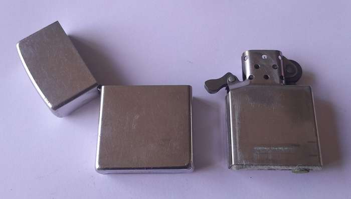 Vintage Zippo Brushed Steel Lighter.