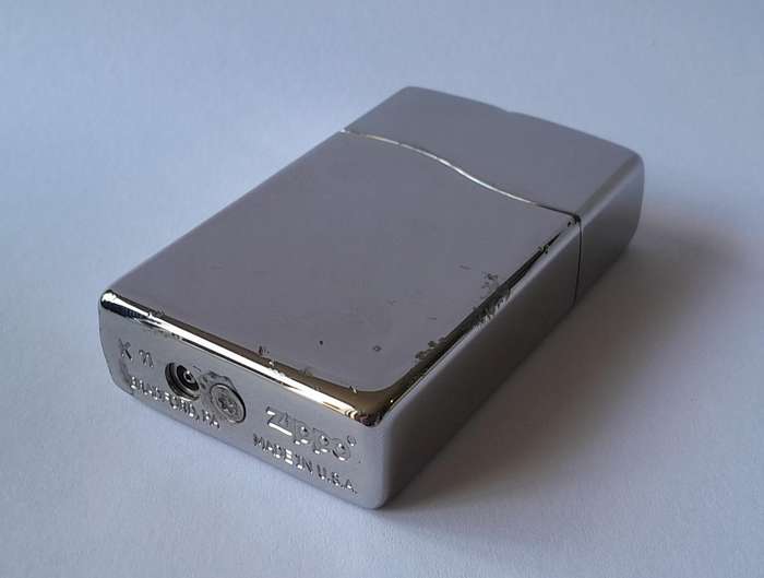 Rare Vintage Zippo Blu2 Polished Chrome Lighter.