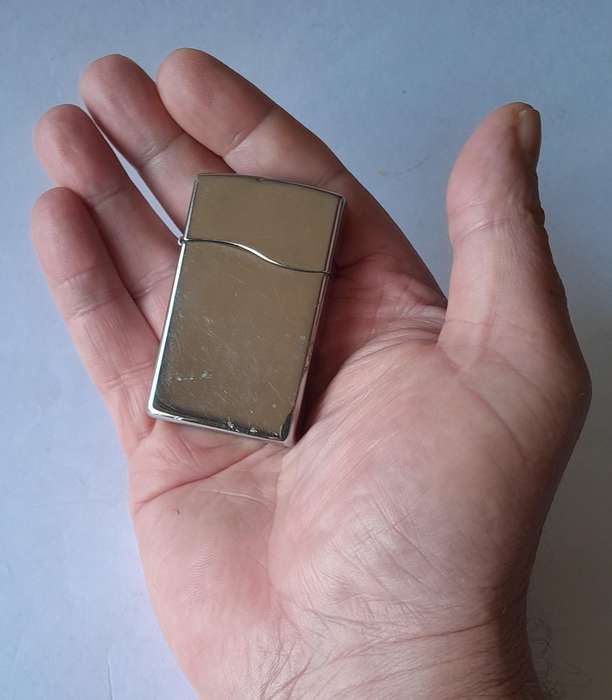 Rare Vintage Zippo Blu2 Polished Chrome Lighter.