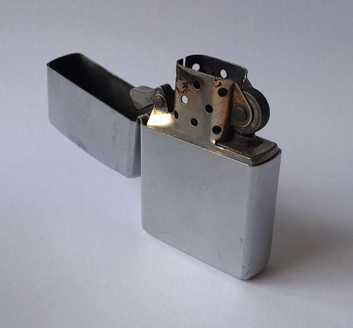 Vintage Zippo Brushed Steel Lighter.