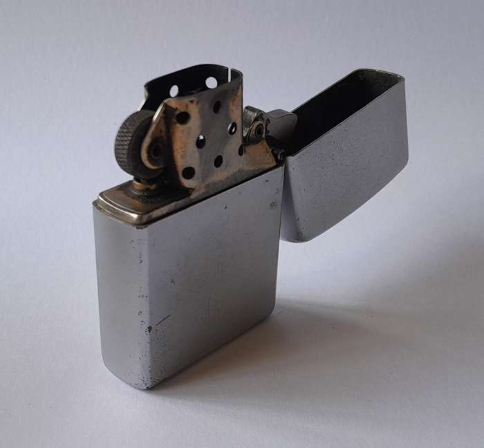 Vintage Zippo Brushed Steel Lighter.