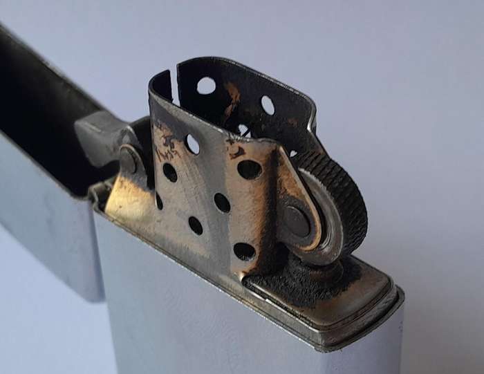 Vintage Zippo Brushed Steel Lighter.