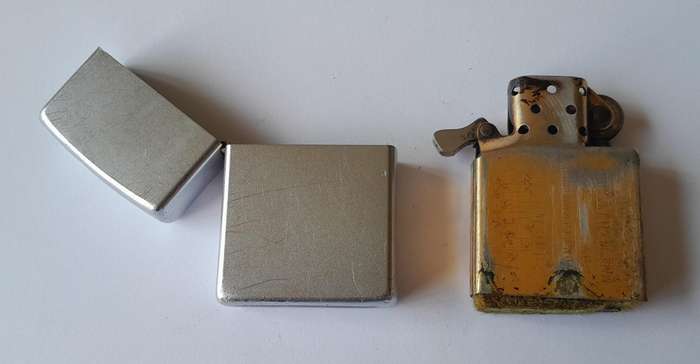 Vintage Zippo Brushed Steel Lighter.