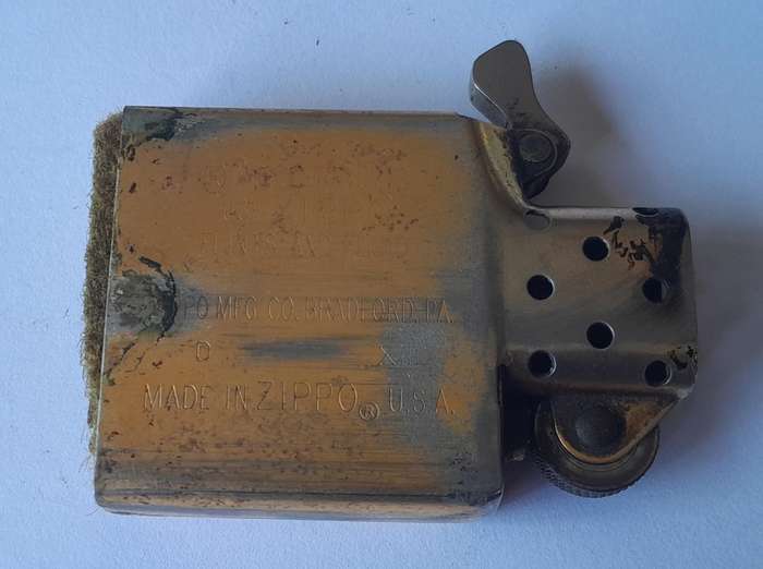 Vintage Zippo Brushed Steel Lighter.