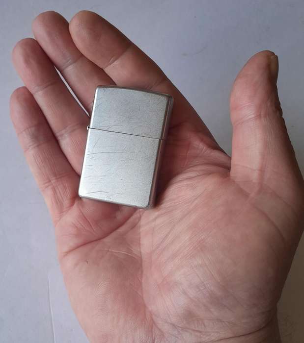 Vintage Zippo Brushed Steel Lighter.