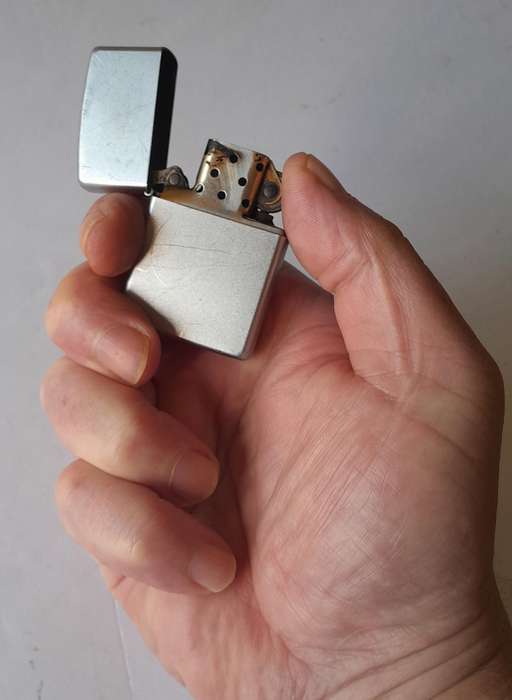 Vintage Zippo Brushed Steel Lighter.