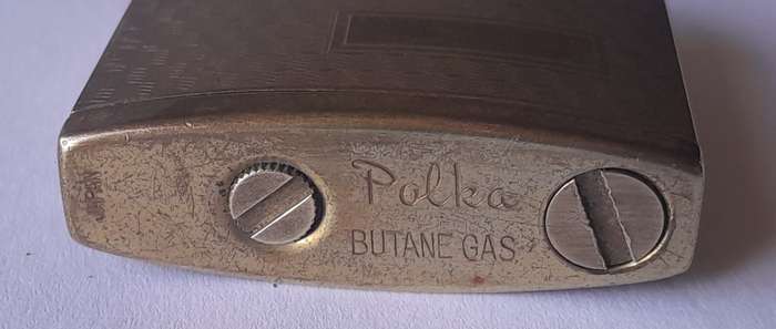 Vintage Japanese "Polka" Goldtone Butane Gas Lighter.