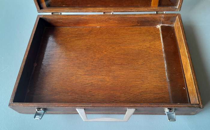 Unusual Vintage Custom-Made Wooden School / Brief Case.