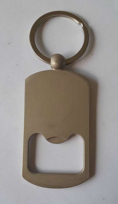 Brushed Steel & Enamel Canada Bottle Opener Key Ring.  Like New.