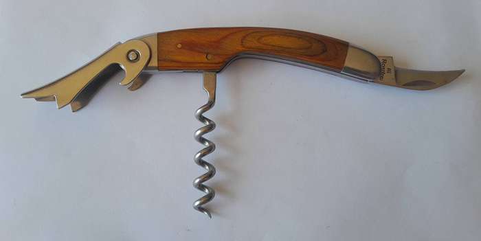 Vintage Cherry Wood Handle Corkscrew / Bottle Opener/ Foil Cutter Sommelier's Tool.