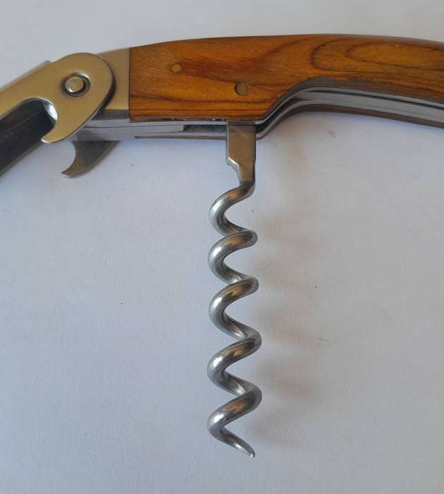 Vintage Cherry Wood Handle Corkscrew / Bottle Opener/ Foil Cutter Sommelier's Tool.