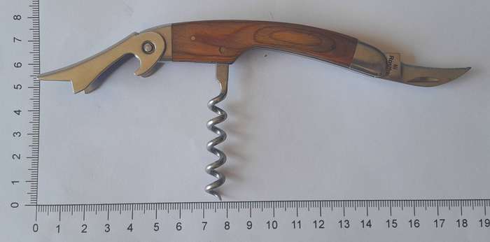 Vintage Cherry Wood Handle Corkscrew / Bottle Opener/ Foil Cutter Sommelier's Tool.