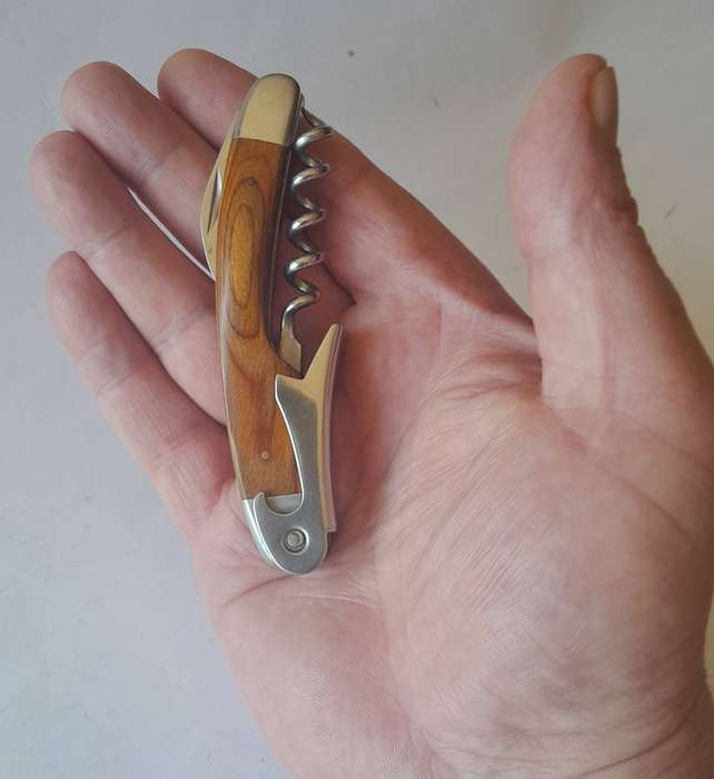 Vintage Cherry Wood Handle Corkscrew / Bottle Opener/ Foil Cutter Sommelier's Tool.