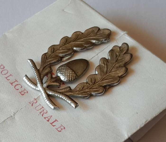 Vintage Belgian Rural Police Badge.  No Pins.  Mounted.