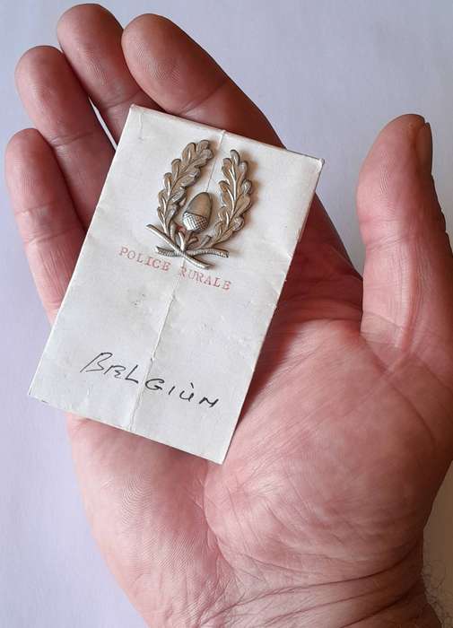 Vintage Belgian Rural Police Badge.  No Pins.  Mounted.