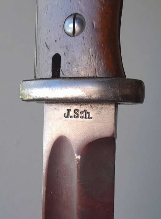 WW2 German K98 Bayonet By "Jetter Und Scheerer" With Scabbard.  Rare Maker.
