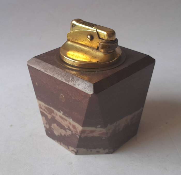 Vintage 1960's Solid Red Onyx Table Lighter.