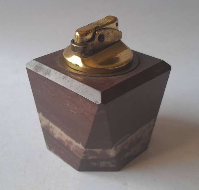 Vintage 1960's Solid Red Onyx Table Lighter.