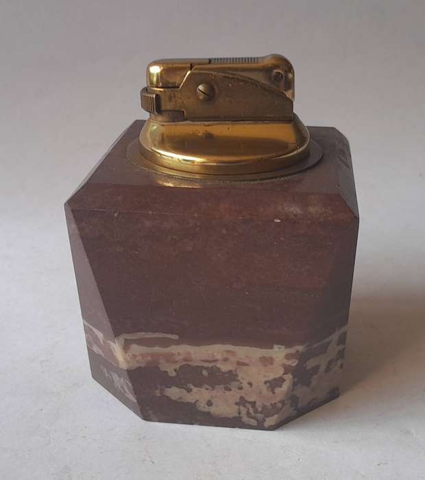 Vintage 1960's Solid Red Onyx Table Lighter.