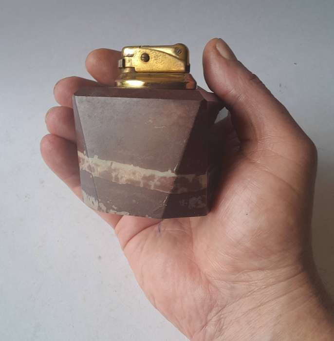 Vintage 1960's Solid Red Onyx Table Lighter.