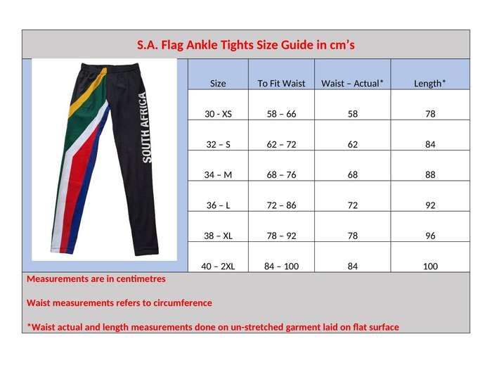 SA flag tights 2 pairs  Ankle length and above-knee length