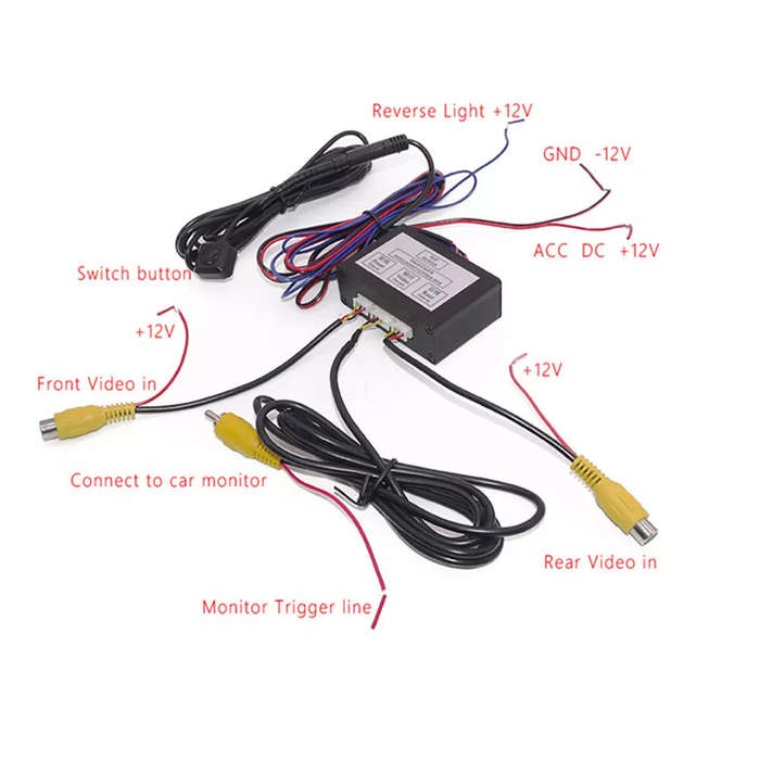 Car Front and Rear View Camera Switch Video 2 Channel Control Box Converter