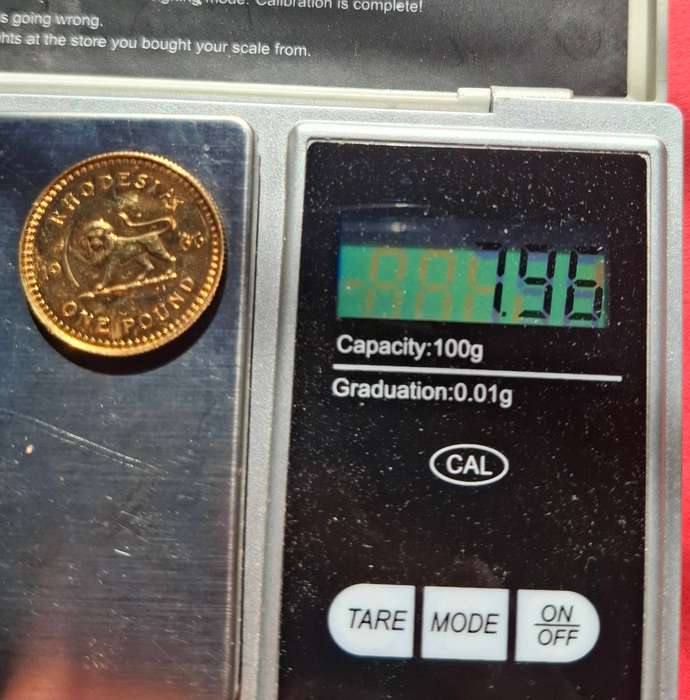 RHODESIA 1 Gold Pound 1966 - rare vintage gold coin