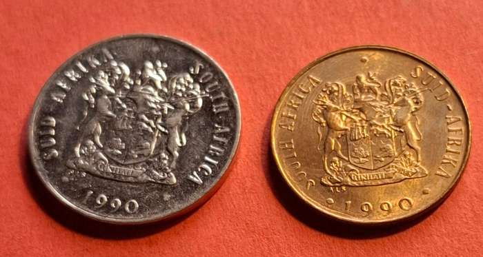 SOUTH AFRICA 20 Cent 1990 & 2c 1990 - in excellent condition!!