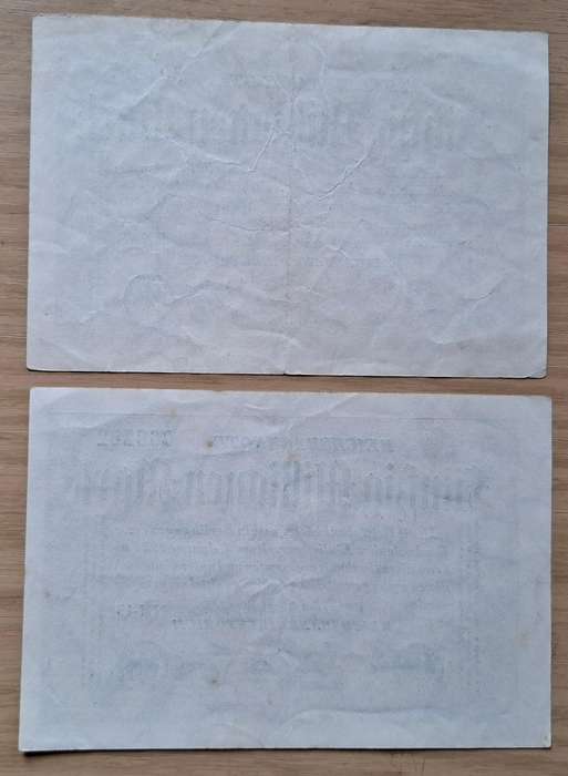 DEUTSCHES REICH Two 50 Millionen Mark 1923 banknotes - Germany - different watermarks