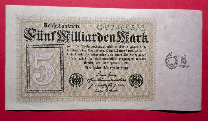 DEUTSCHES REICH 5 Milliarden 1923 (Reich impression), Weimar Republic - superb condition