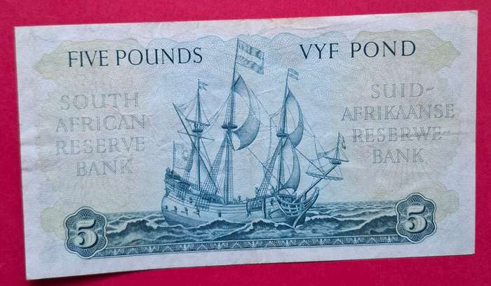 5 Pounds 1948, A/E, MH de Kock, prefix C5, 2nd issue - according to Hern R1950 in EF, R750 in VF