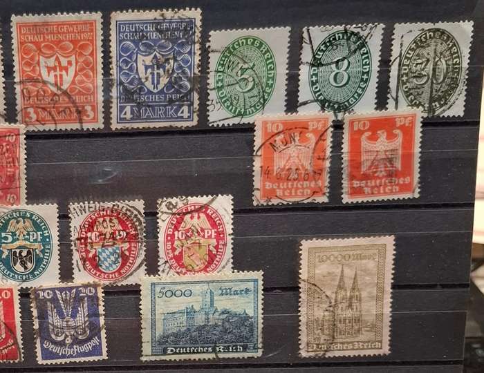 DEUTSCHES REICH - Weimar, lucrative stamp lot - hinged, superb perforation, some top cancellations