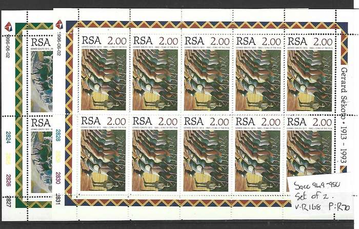 RSA - Full **Mint Sheet - SACC 949-950 - Gerard Sekoto - Set of 2 full sheets