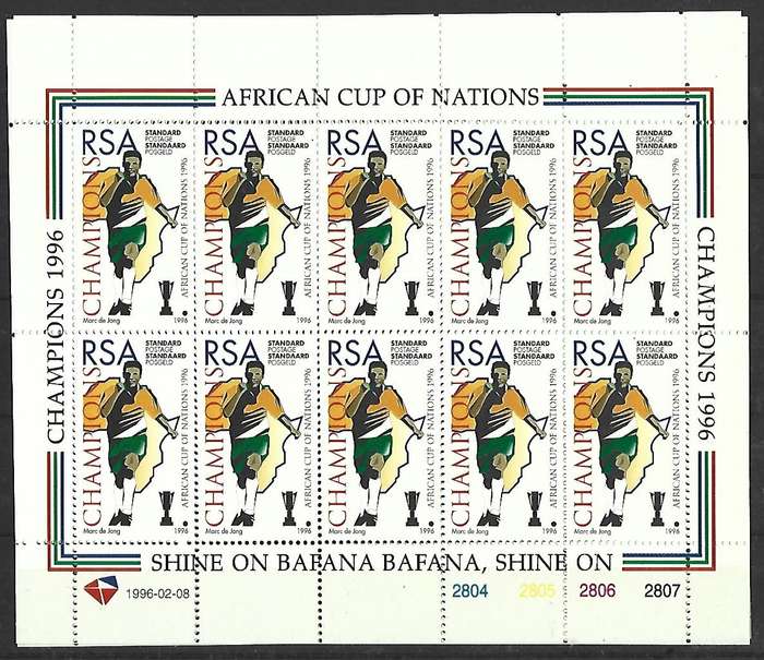 RSA - Full **Mint Sheet - SACC 939a - Soccer- Africa cup of nations - Variety - Missing bal