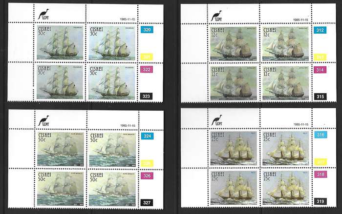 Ciskei - SACC 83-86 - Sail Troopships - Set of **mint controls