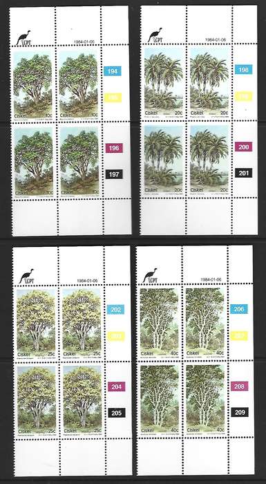 Ciskei - SACC 52-55 - Indigenous Trees - Set of **mint controls